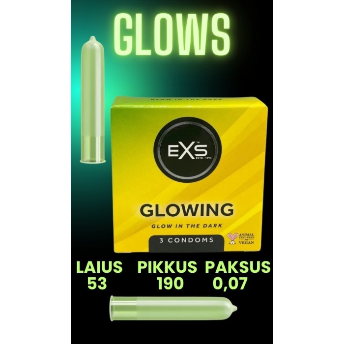 EXS GLOWING CONDOMS 3 TK.