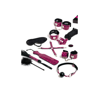 MASTER & SLAVE TEASE AND PLEASE 13 BONDAGE ACCESORIES - MAGENTA