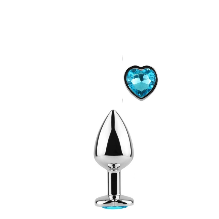 SECRET PLAY - METAL BUTT PLUG BLUE HEART SMALL SIZE 7 CM 