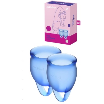 SATISFYER FEEL CONFIDENT MENSTRUAL CUP SET BLUE