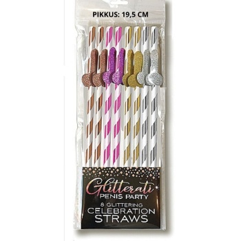 GLITTERATI PENIS TALL PARTY STRAWS