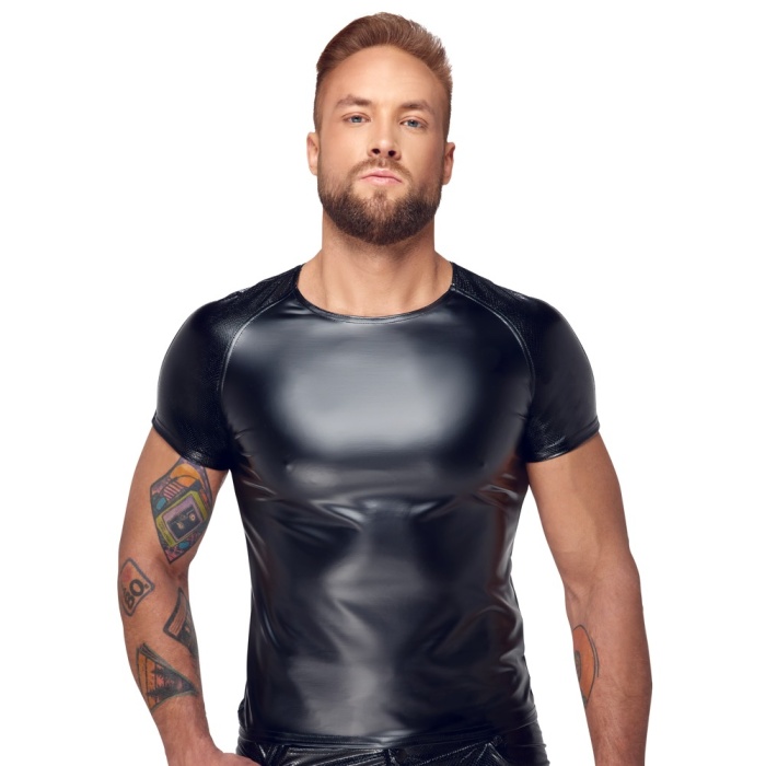 NOIR WETLOOK SHIRT SIZE XL