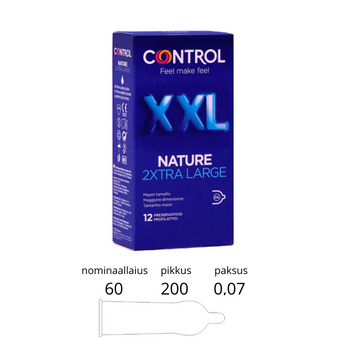 CONTROL NATURE 2XTRA LARGE XXL CONDOMS 12PCS