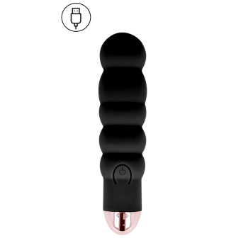 DOLCE VITA RECHARGEABLE VIBRATOR SIX BLACK 7 SPEEDS