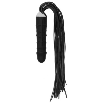 OUCH! BLACK WHIP WITH REALISTIC SILICONE DILDO
