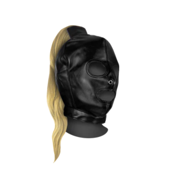 LEATHER MASK WITH BLONDE PONYTAIL