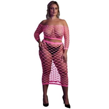 LONG SLEEVE TOP AND LONG SKIRT PINK XL-XXXXL
