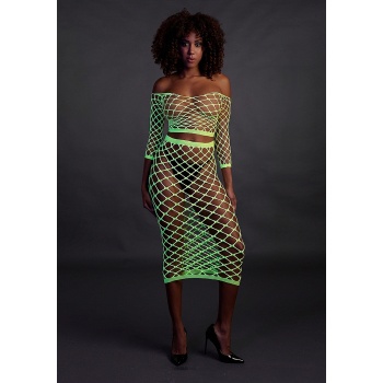 LONG SLEEVE TOP AND LONG SKIRT GREEN XS-XL