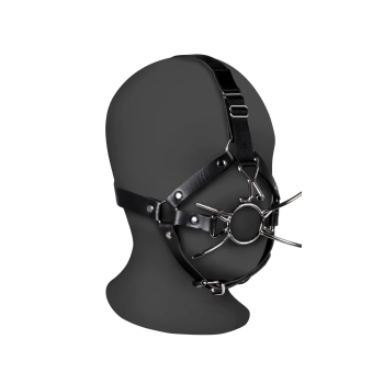 HEAD HARNESS WITH SPIDER GAG AND NOSE HOOKS