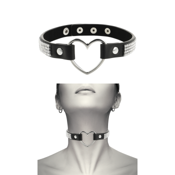 COQUETTE CHOKER WITH METAL HEART AND CRYSTALS
