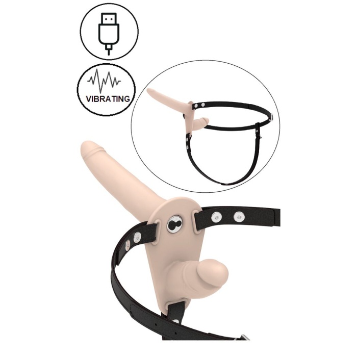 FETISH SUBMISSIVE - SILICONE VIBRATING DOUBLE STRAP-ON 8cm / 15cm