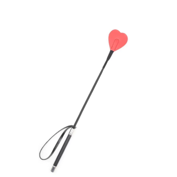 RIDING CROP HEART 54CM BLACK/RED