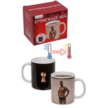 STONEWARE TEMPERATURE MUG - STRIPPER BOY
