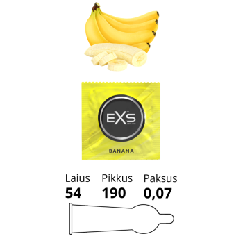 EXS BANANA banaanimaitselised kondoomid maitsekondoomid