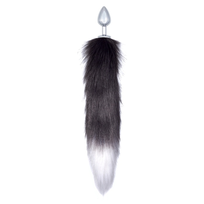 LOLA DIAMOND BUTTPLUG WITH TAIL BLACK&WHITE