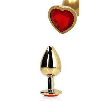 HEART GEM BUTT PLUG - MEDIUM - GOLD/RUBY RED