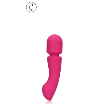 ULTRA SOFT SILICONE DOUBLE-SIDED WAND VIBRATOR - PRESTONE PINK