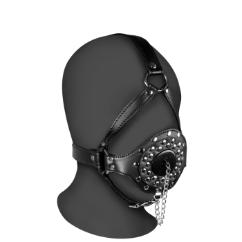 OPEN MOUTH GAG HEAD HARNESS WITH PLUG STOPPER