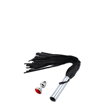 ALUMINIUM WHIP WITH BUILD IN BUTTPLUG BLACK