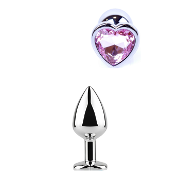 EXCLUSIVITY ANAL PLUG SILVER/PINK HEART SMALL
