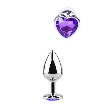 EXCLUSIVITY ANAL PLUG SILVER/PURPLE HEART SMALL
