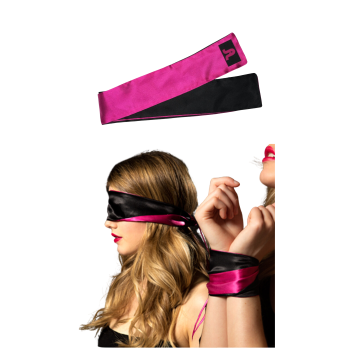 SATIN SASH ADRIEN LASTIC PINK/BLACK