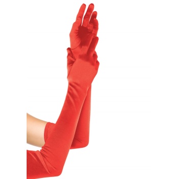 EXTRA LONG SATIN GLOVES OS red