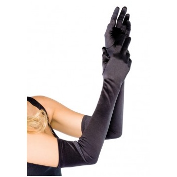 EXTRA LONG SATIN GLOVES OS black