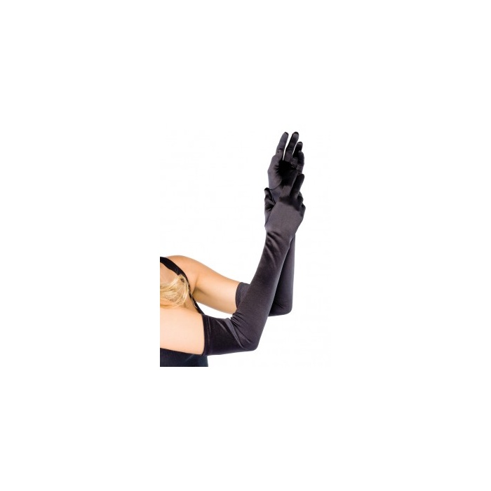 EXTRA LONG SATIN GLOVES OS black