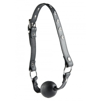 RUBBER BALL GAG ON LEATHER STRAP