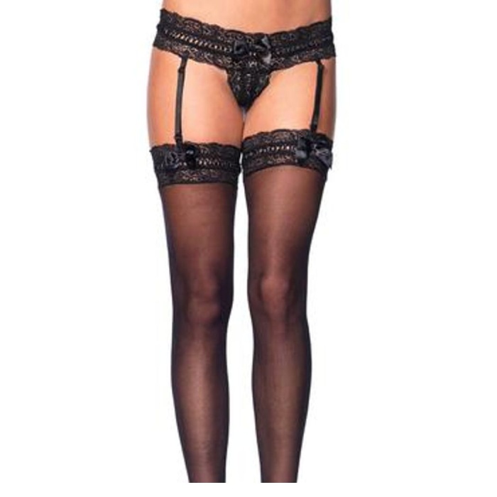 GARTER STRING W STOCKING OS BLACK