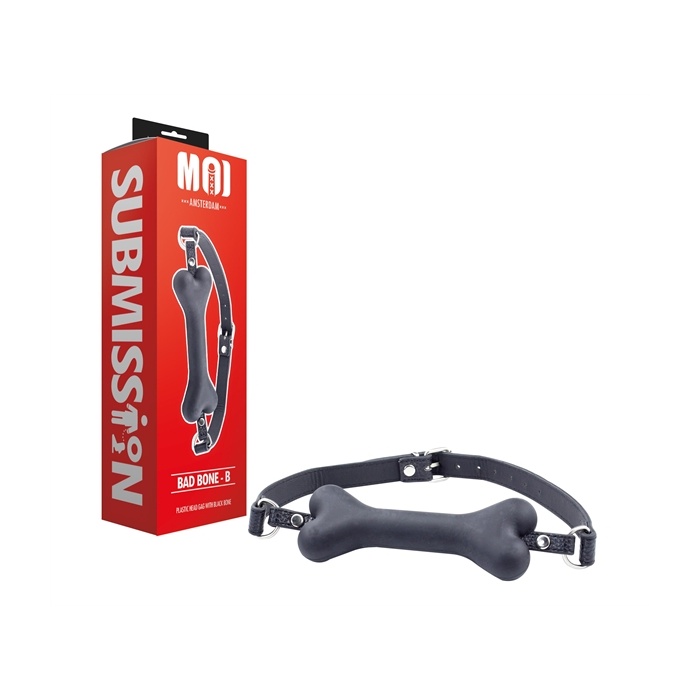 BAD BONE - B PLASTIC HEAD GAG WITH BLACK BONE