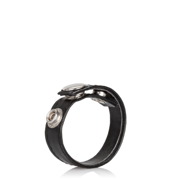 LEATHER 3 SNAP RING BLACK