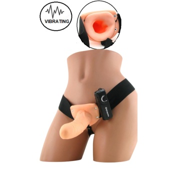 FF VIBRATING HOLLOW STRAP ON - FLESH