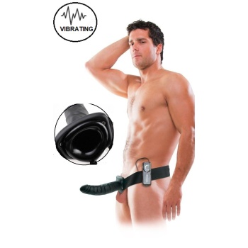 8 INCH VIBR. HOLLOW STRAP-ON BLACK