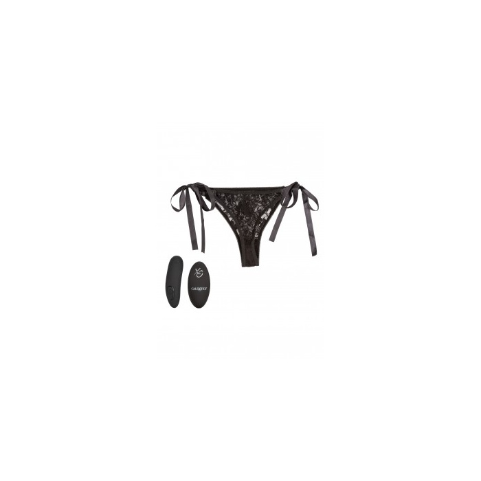REMOTE CONTROL LACE THONG SET BLACK
