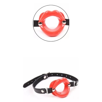 OHMAMA RED LIPS OPEN MOUTH GAG WITH PU STRAP