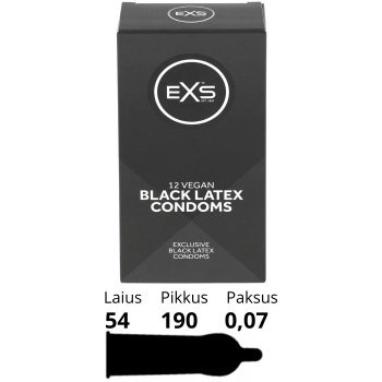 EXS BLACK LATEX CONDOMS 12 PACK
