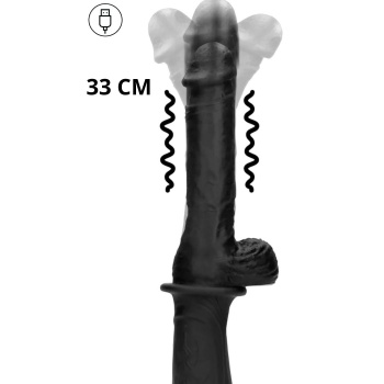 HAND HELD VIBRATING AND THRUSTING DILDO