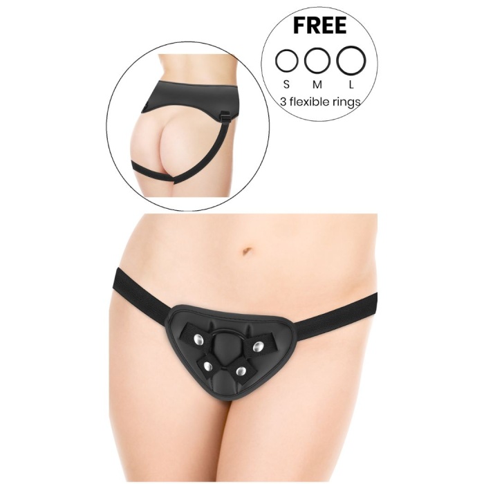 CYBER SILICOCK STRAP-ON HARNESS + 3 RINGS CYBER SILICOCK STRAP-ON HARNESS + 3 RINGS