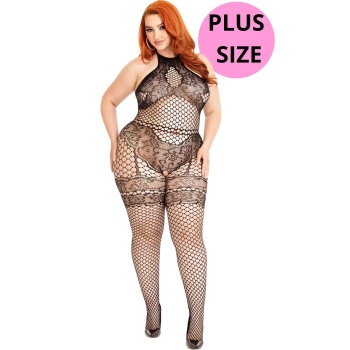 BODYSTOCKING WITH FAUX LINGERIE DETAIL PLUS SIZE