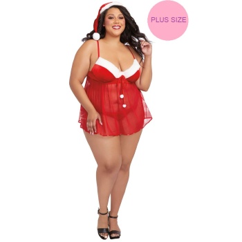 SANTA BABYDOLL - THONG AND HAT 2XL
