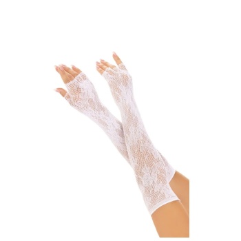 OPERA LENGTH FLORAL NET FINGERLESS GLOVES
