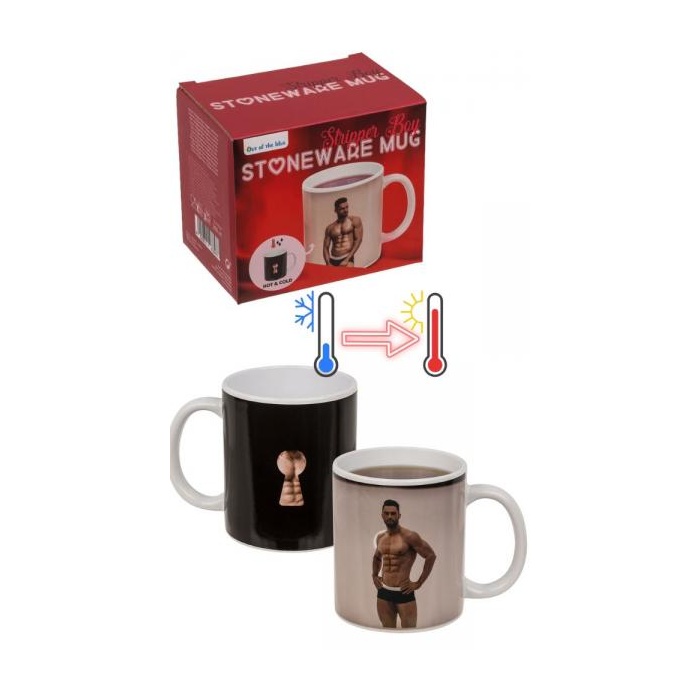 STONEWARE TEMPERATURE MUG - STRIPPER BOY