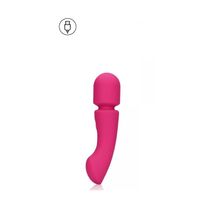 ULTRA SOFT SILICONE DOUBLE-SIDED WAND VIBRATOR - PRESTONE PINK