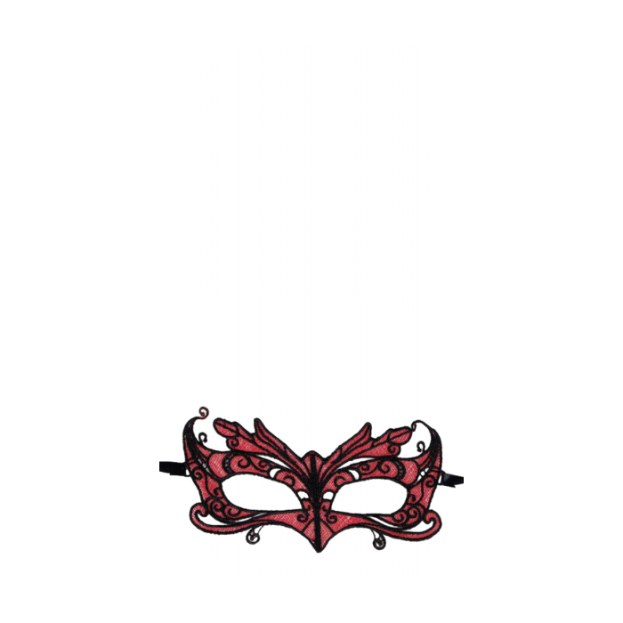 QUEEN LINGERIE LACE MASK WITH RED DETAILS