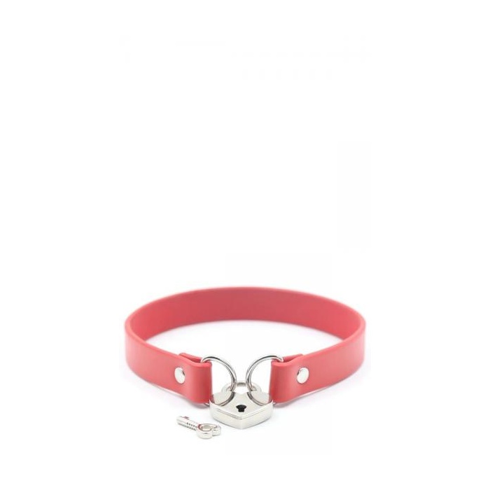SM CHOKER WITH HEART LOCK RED