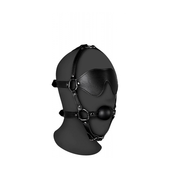 BLINDFOLDED HEAD HARNESS WITH SOLID BALL GAG
