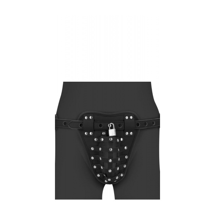 OUCH! PU LEATHER CHASTITY BELT WITH STRAPS