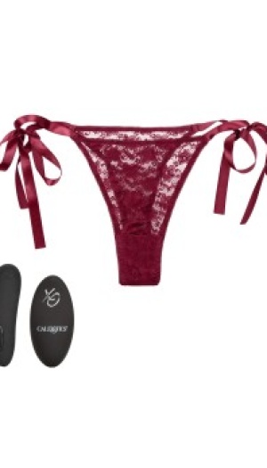 REMOTE CONTROL LACE THONG SET RED